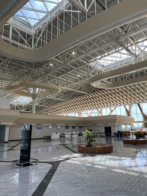 Scenes from the empty Fuzili airport and runway.