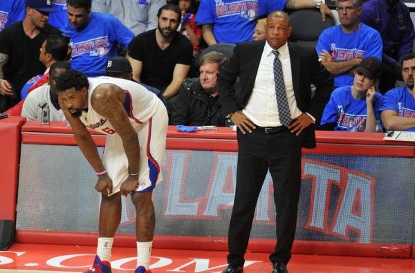 doc rivers with deandre jordan on la clippers nba 2015 doc rivers with deandre jordan on la clippers nba 2015