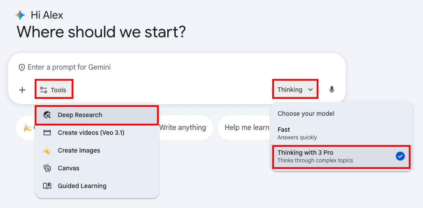 How to enable “Deep Research” in Gemini using 3 Pro / The Signal Newsletter