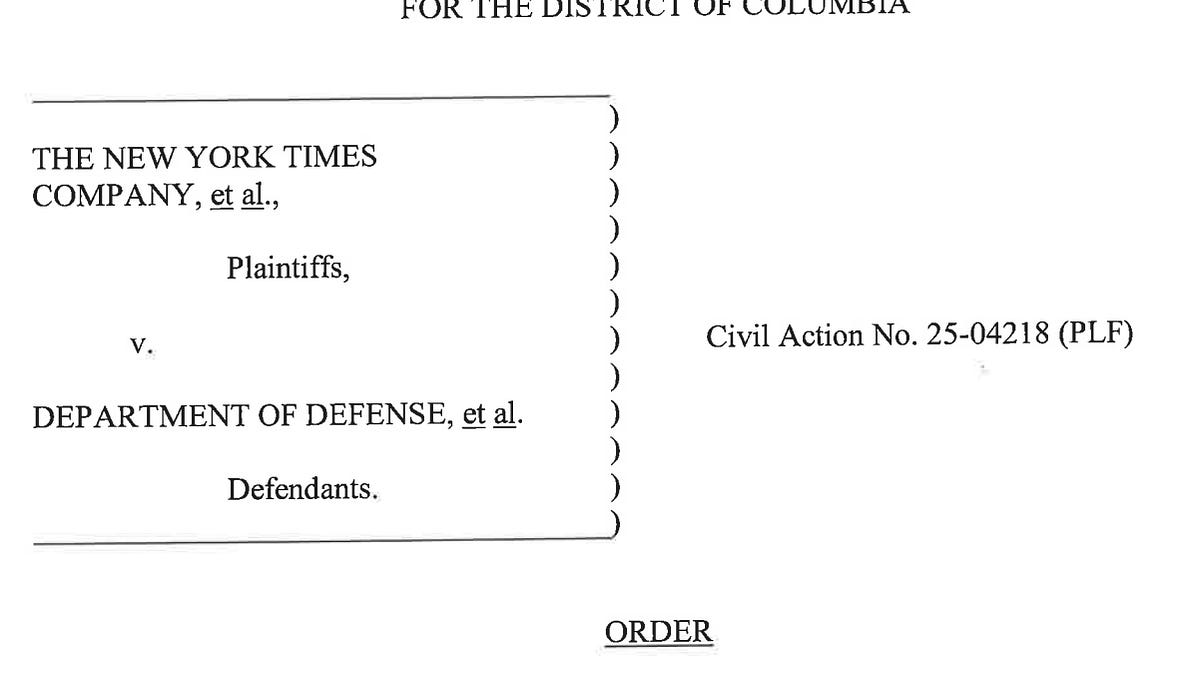 Comments - Pentagon "in violation of" court order in case over press ...