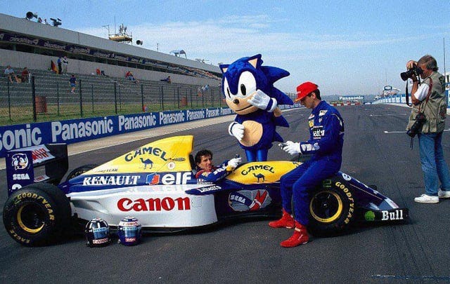 r/formula1 - As a kid I remember seeing these pictures and thinking how cool it was to see my favourite video game character on the side of a racing car.