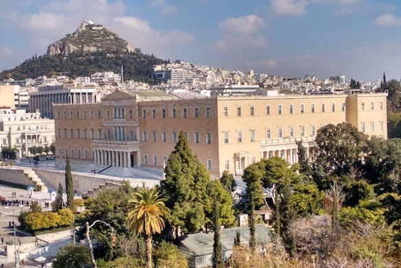 The Hellenic parliament building at Athens.