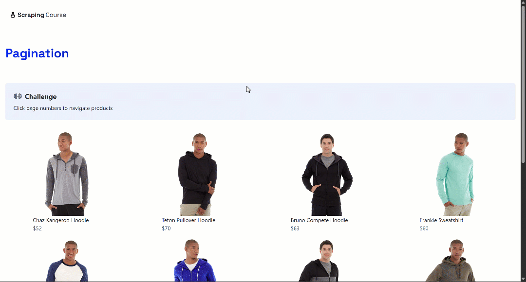 The pagination version of the Scraping Course e-commerce site The pagination version of the Scraping Course e-commerce site