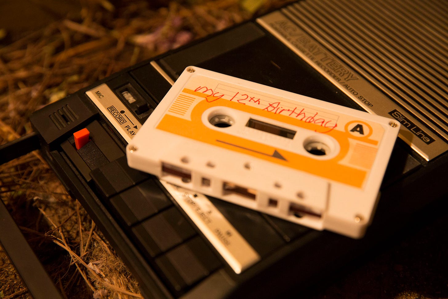 A cassette tape with the label "my 12th birthday"