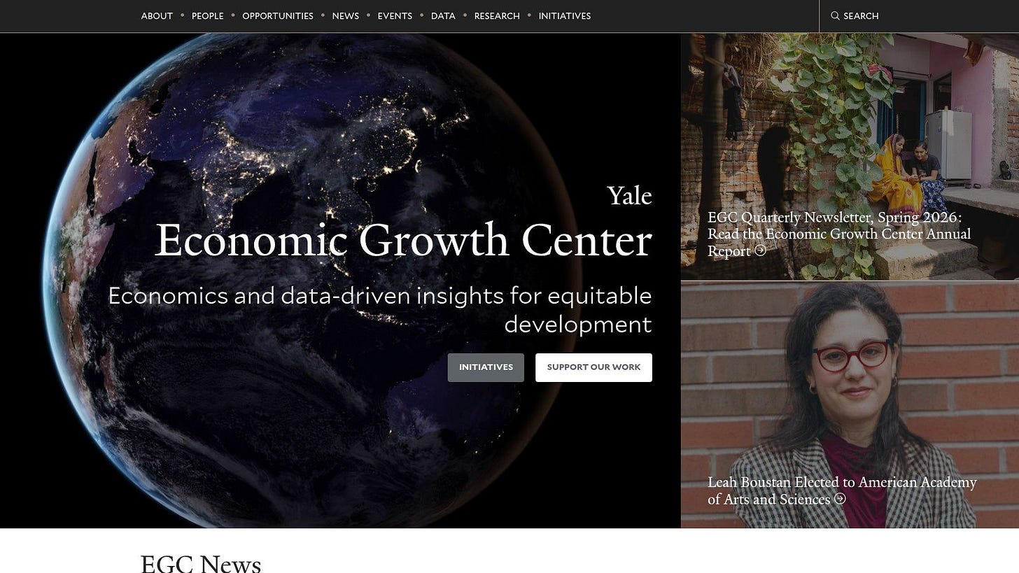 Yale University – Department of Economics + Economic Growth Center (EGC) + Y‑RISE