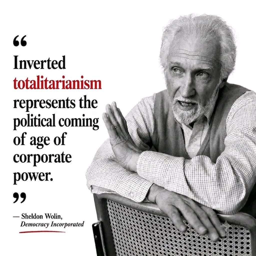 Sheldon Wolin introduces himself as a Marxist thinker. Although some  anarchist features can be observed in his readings, his reading of modern  democracy cannot be ignored. Introducing the concept of "Inverted  Totalitarian",