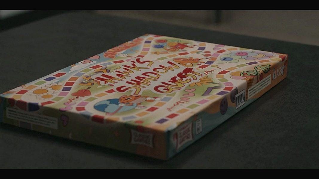 Walker shows off Hawk's Shadow Quest Game that Cassie loves. Walker shows off Hawk's Shadow Quest Game that Cassie loves.