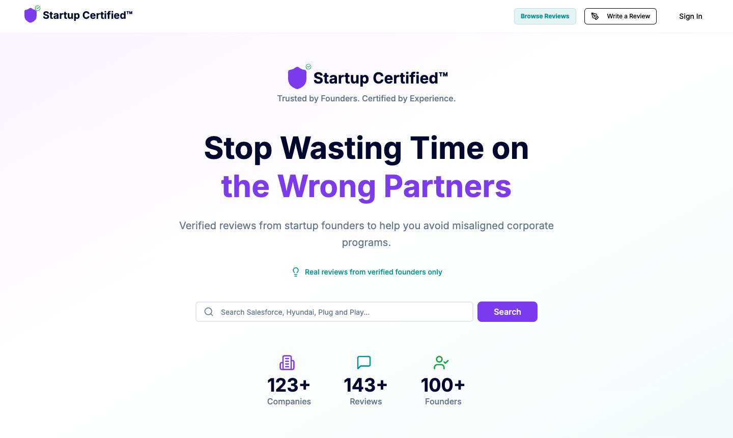 Startup Certified, built by 2080 Ventures. Startup Certified, built by 2080 Ventures.