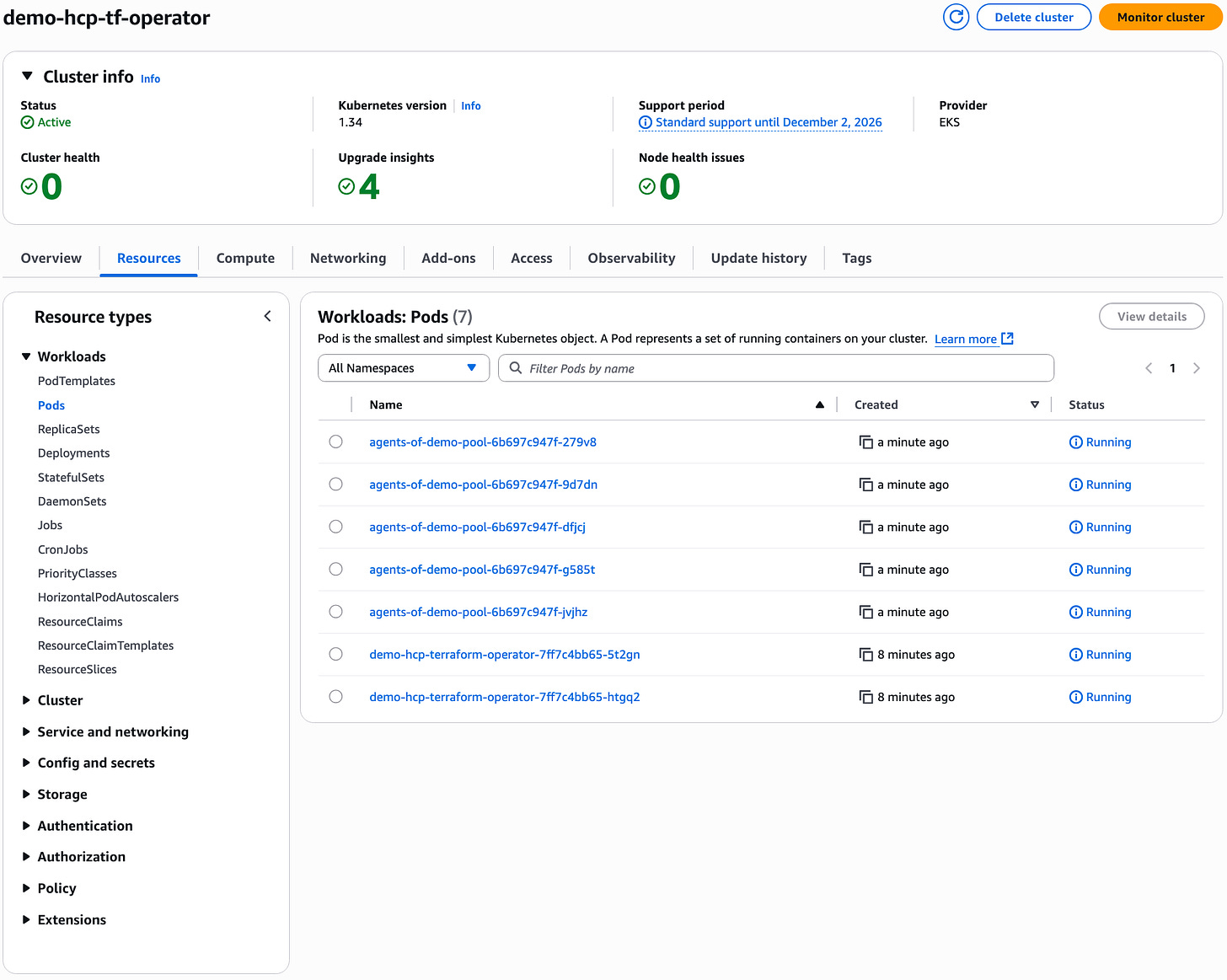 Terraform agent pods created Terraform agent pods created