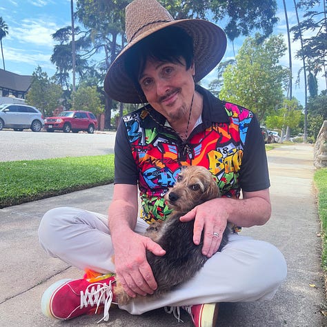 Images of Lucky on set with Weird Al Yankovich and Kestrin Pantera