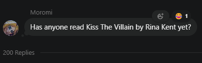 moromi "Has anyone read Kiss The Villain by Rina Kent yet?" moromi "Has anyone read Kiss The Villain by Rina Kent yet?"