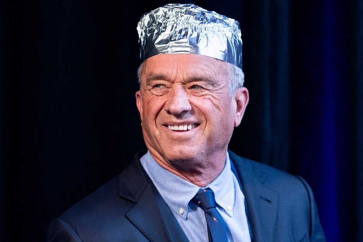 RFK Jr. wearing a tinfoil hat.