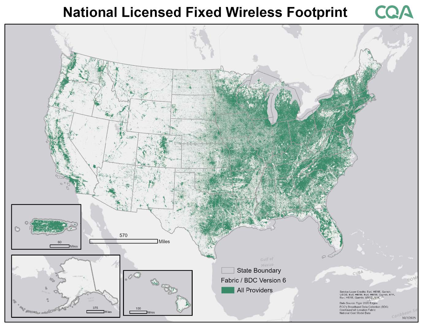 CostQuest Licensed Fixed Wireless Access Market Footprint Map using FCC Broadband Data Collection and CostQuest Fabric data.