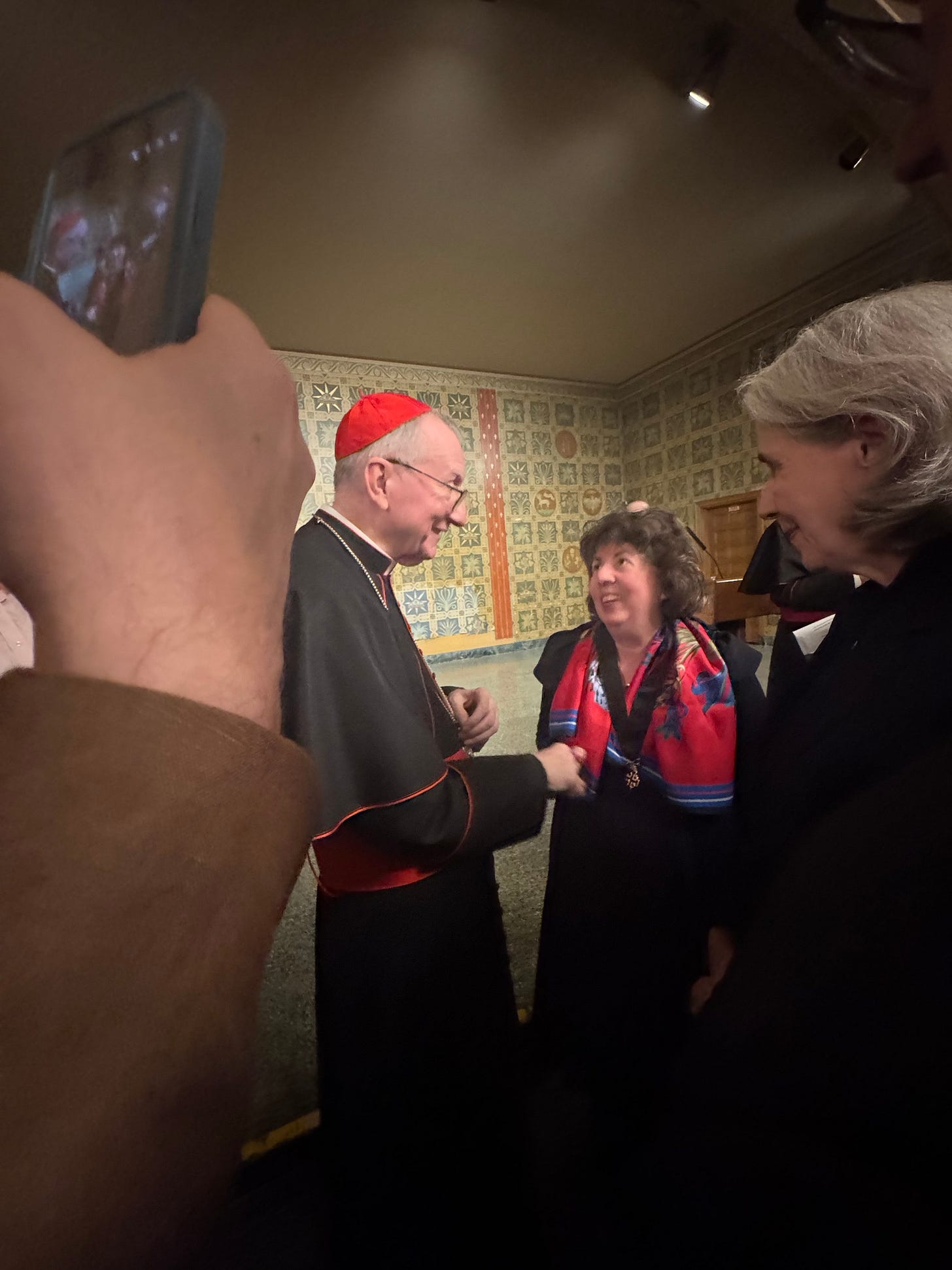 Cardinal Parolin greets guests at the Holy See Mission reception Cardinal Parolin greets guests at the Holy See Mission reception