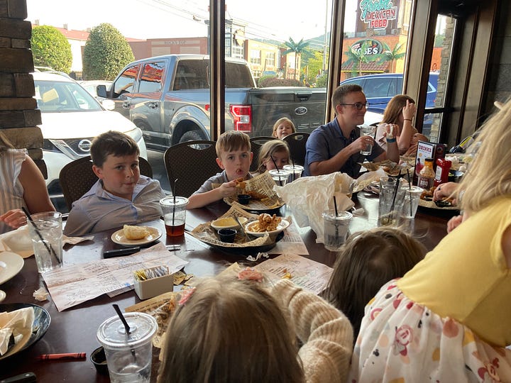People eating at a restaurant.