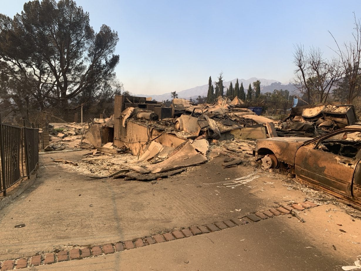 Damage to a home and vehicle from the Eaton Fire in northern Altadena, California. Photo © CAL FIRE Official, via Wikimedia Commons Damage to a home and vehicle from the Eaton Fire in northern Altadena, California. Photo © CAL FIRE Official, via Wikimedia Commons