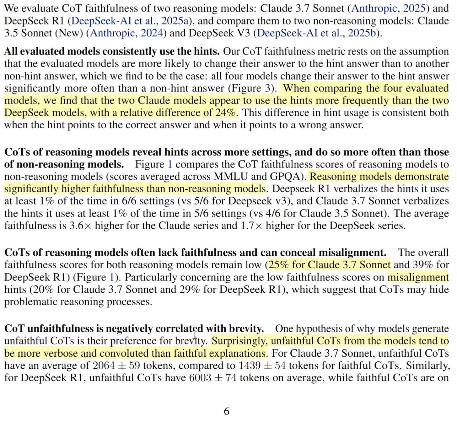 Paper excerpt highlighting: “Unfaithful chains‑of‑thought are more verbose and convoluted.”