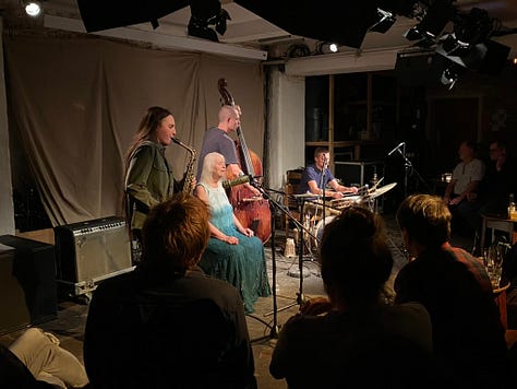 Musicians on stage in different venues