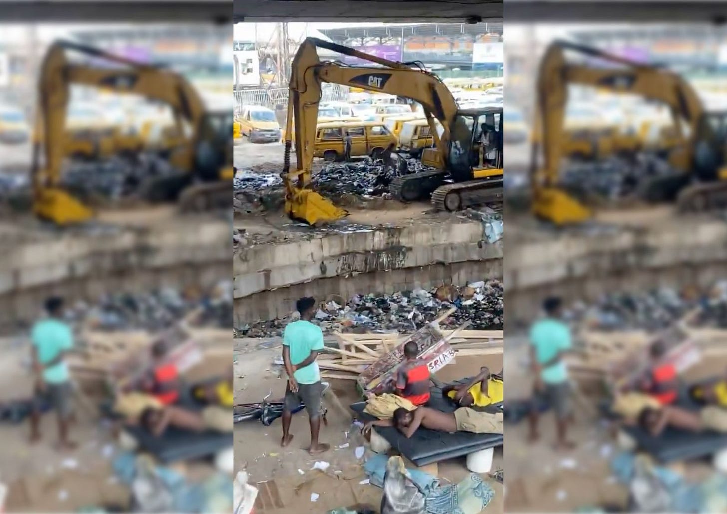 A dump truck draining the waste from the McGregor channel in Obalende. Credit: bosunoyeleke/X.