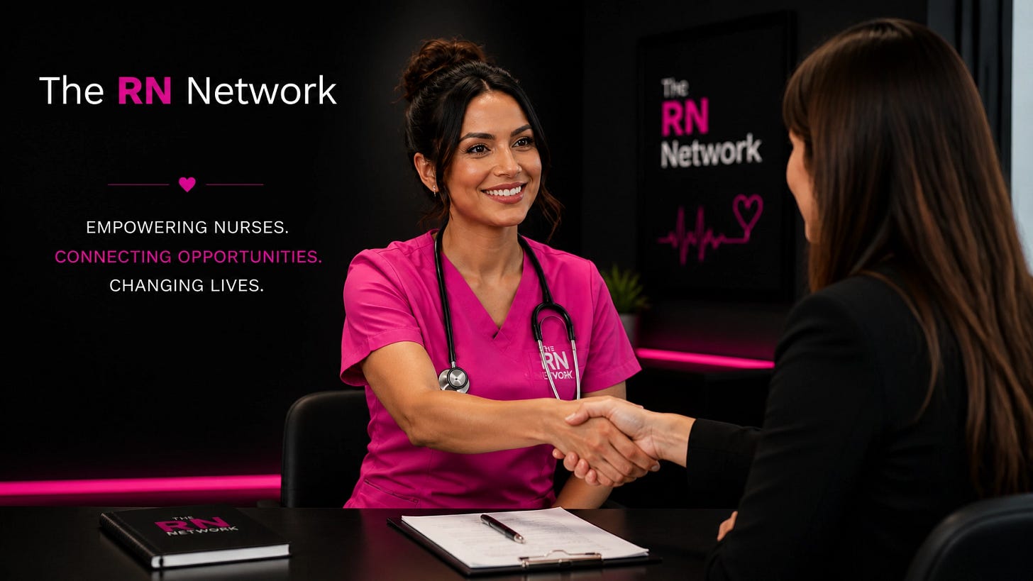 Professional nurse shaking hands with a career advisor in pink scrubs Professional nurse shaking hands with a career advisor in pink scrubs