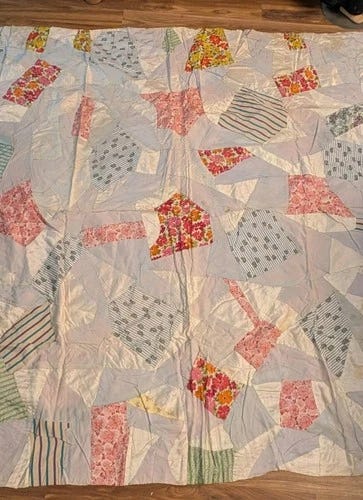 Vintage Handmade Crazy Quilt Satin Patches 68x66 - Picture 1 of 15 Vintage Handmade Crazy Quilt Satin Patches 68x66 - Picture 1 of 15