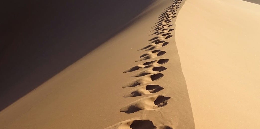 footsteps on desert