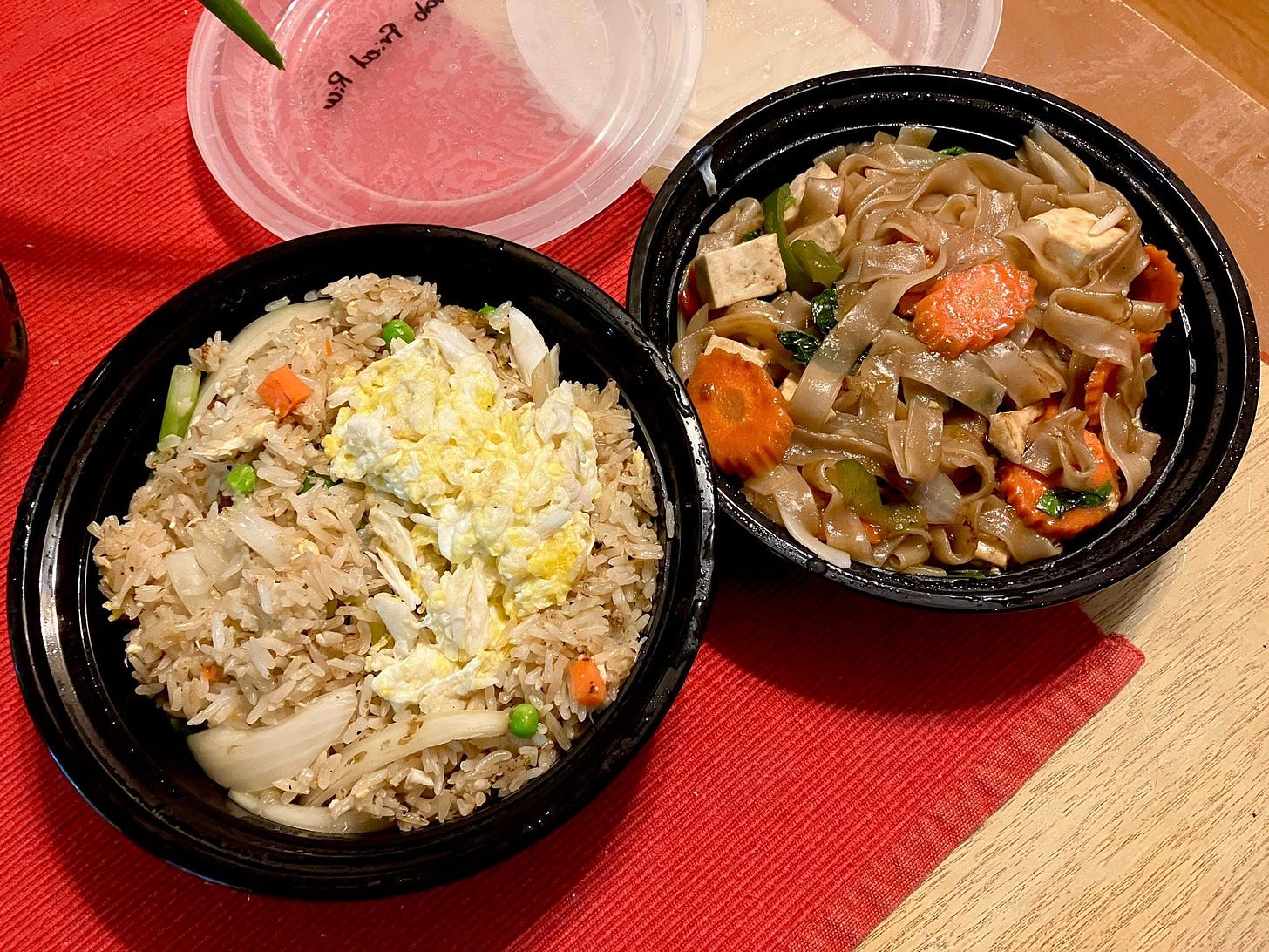 May be an image of ramen, chow mein and fried rice