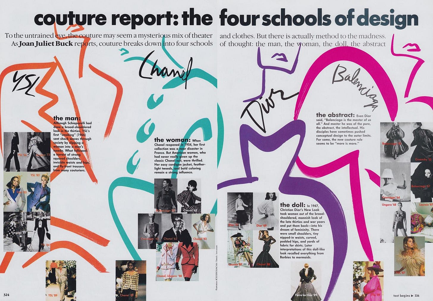Couture Report: The Four Schools of Design, Page 324 | OCTOBER 1989 | Vogue