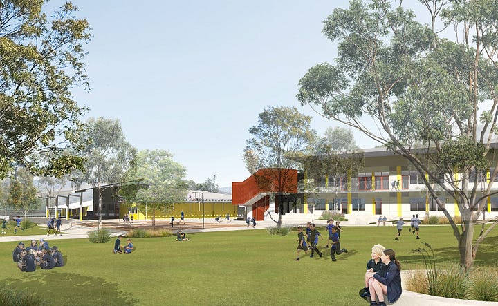 Artists’ impressions of the new primary school and public preschool for Calderwood. Pics supplied