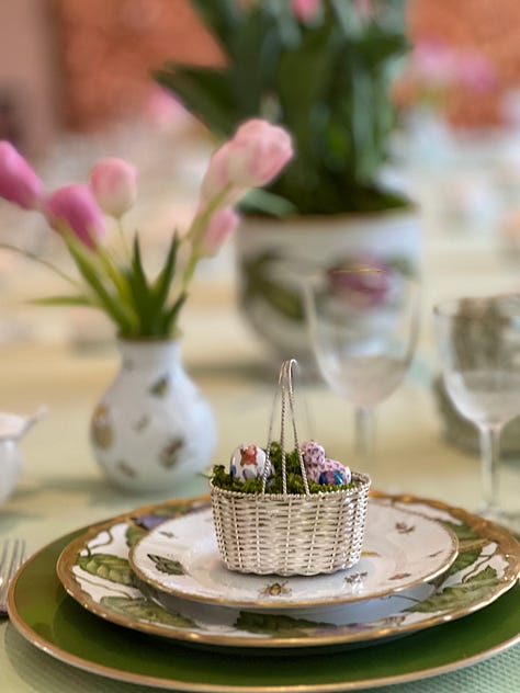 Easter Tablescapes with Herend Figurines and Anna Weatherly China