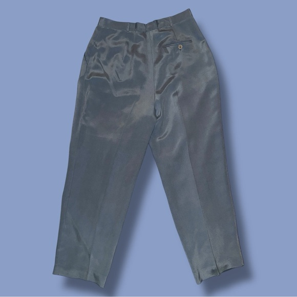 Vintage Jones New York Pleated High Waist Silk Wide Leg Trousers Size 12 EUC - Picture 5 of 16
