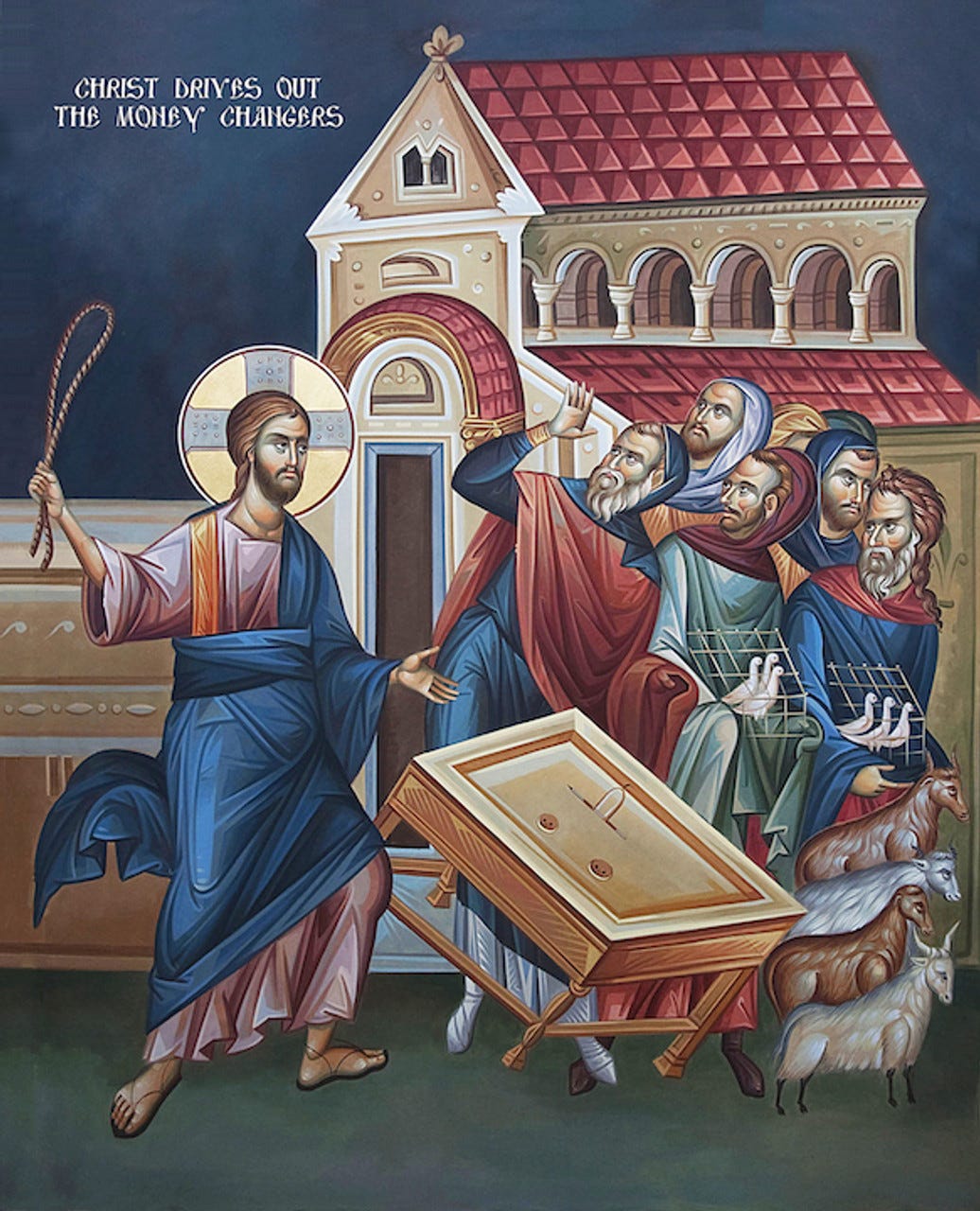 Icon of Christ driving out the Money Changers - (English) - (11P04) - Uncut  Mountain Supply