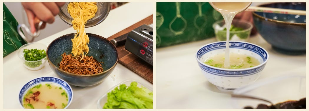 preparing the bak chor mee