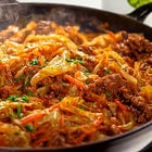 Quick one-pot cabbage and ground beef fry