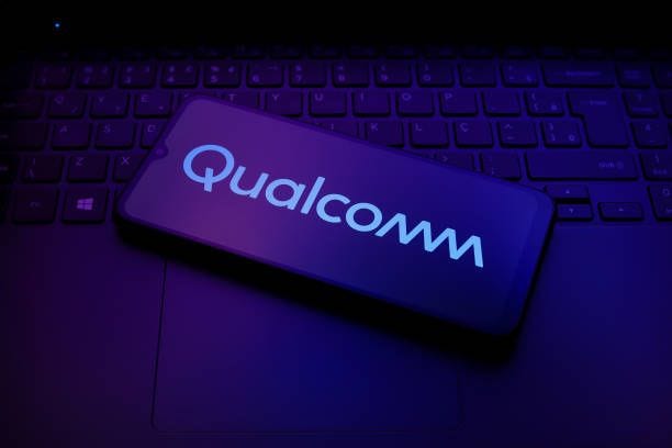 The Qualcomm logo displays on a smartphone screen in this illustration photo in Reno, United States, on December 17, 2024.