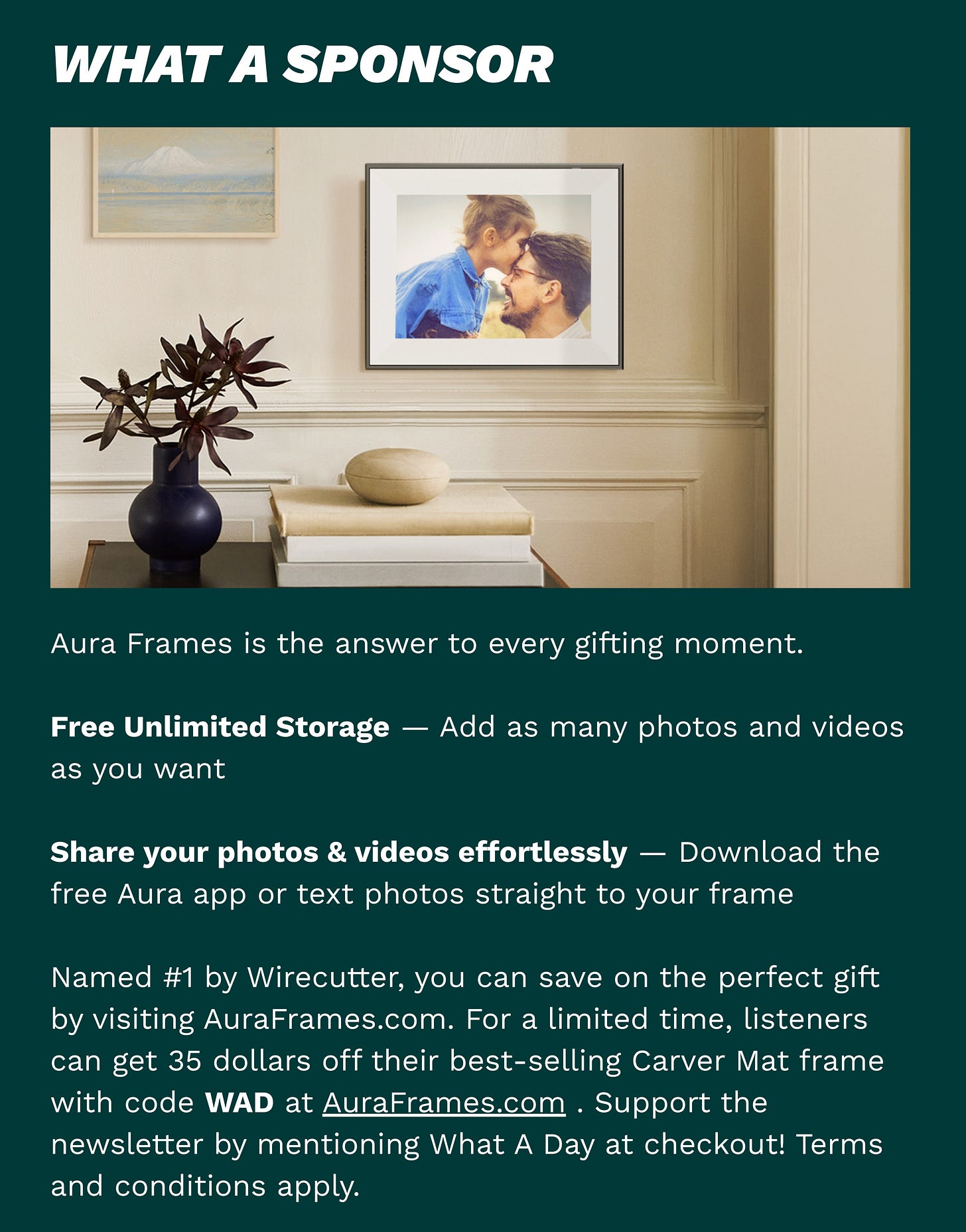 An ad for Aura Frames