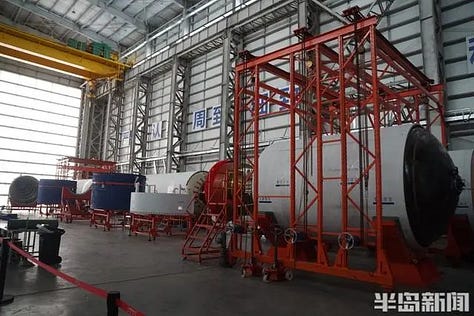 Hardware for the Gravity-1 Y2 vehicle in August 2024 inside one of Haiyang's spaceport facilities.