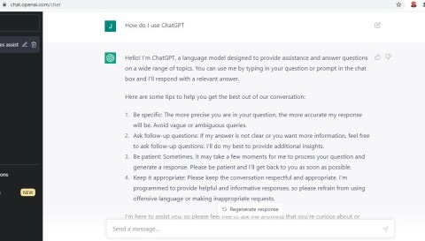 OpenAI ChatGPT screen
