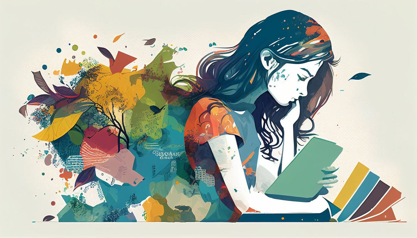 Young woman studying.