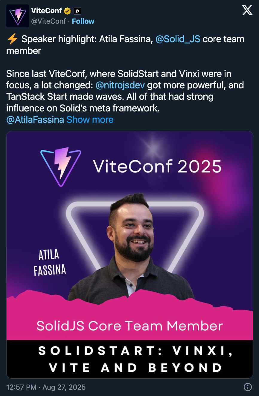 Atila will speak at ViteConf