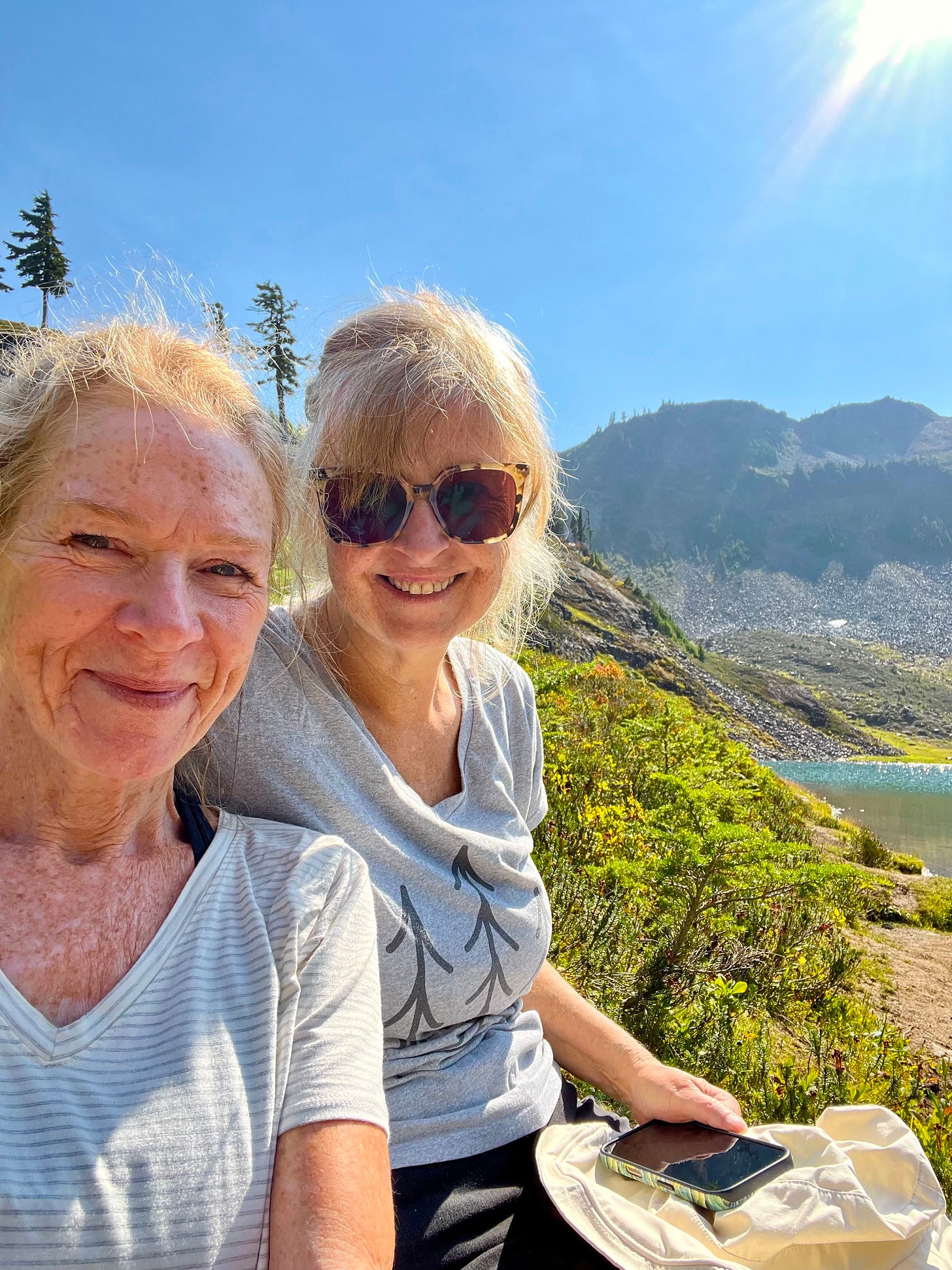 Kathie and me pausing to rest on the trail. Photo by Kathie Hardy.