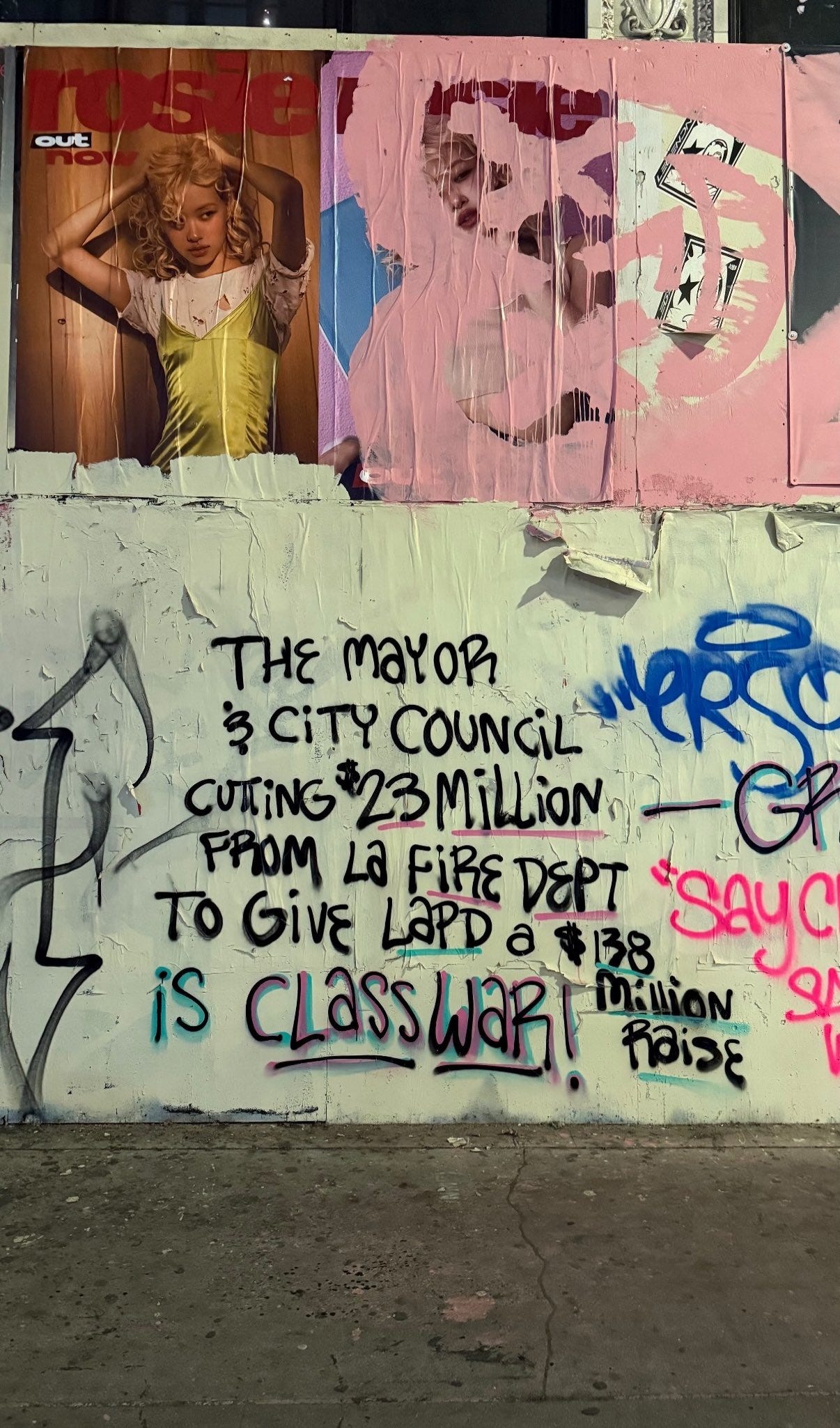 People's City Council - Los Angeles on X: "Graffiti spotted downtown: “The mayor & city council cutting $23 million from LA fire department to give LAPD a $138 raise is CLASS WAR” People's City Council - Los Angeles on X: "Graffiti spotted downtown: “The mayor & city council cutting $23 million from LA fire department to give LAPD a $138 raise is CLASS WAR”