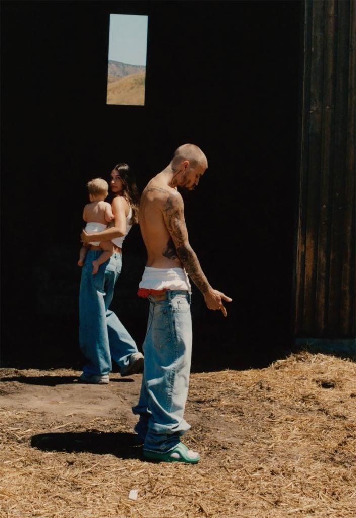 Hailey and Justin Bieber promoting his new album in matching outfits
