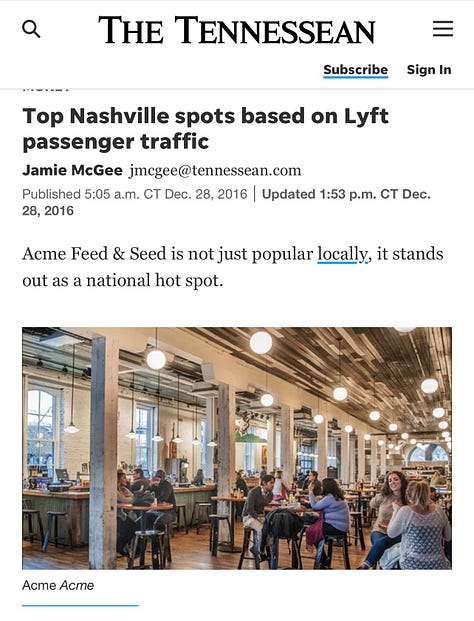 The Lyfties, Amp, and Las Vegas. The Tennessean clipping is preserved in the gallery.