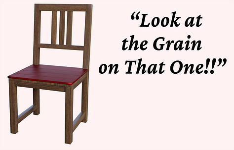 A series of Chairs and Objectification Messages overlaid over them