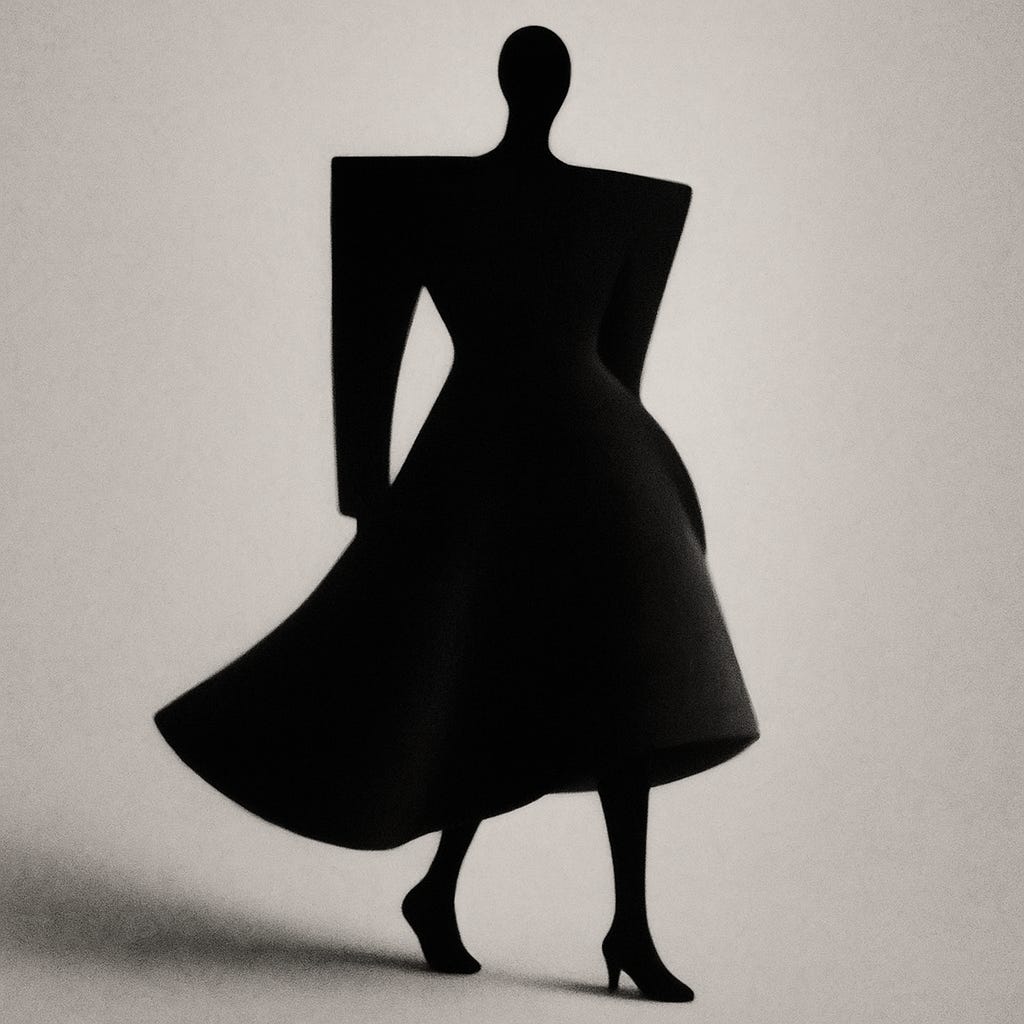 Abstract, gender-neutral figures dressed in sculptural silhouettes that explore the relationship between body, perception, and identity. Inspired by the idea of dressing as self-authorship, the images visualize form as language — not correction, but construction.