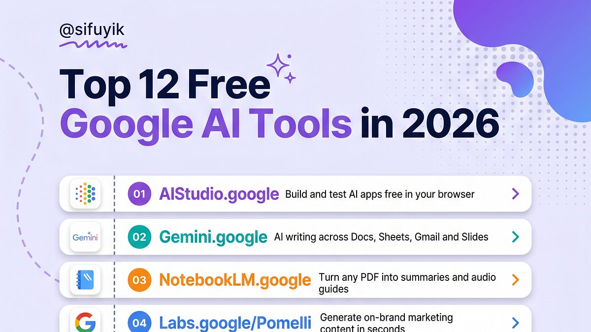 Top 12 Free Google AI Tools You Should Be Using in 2026