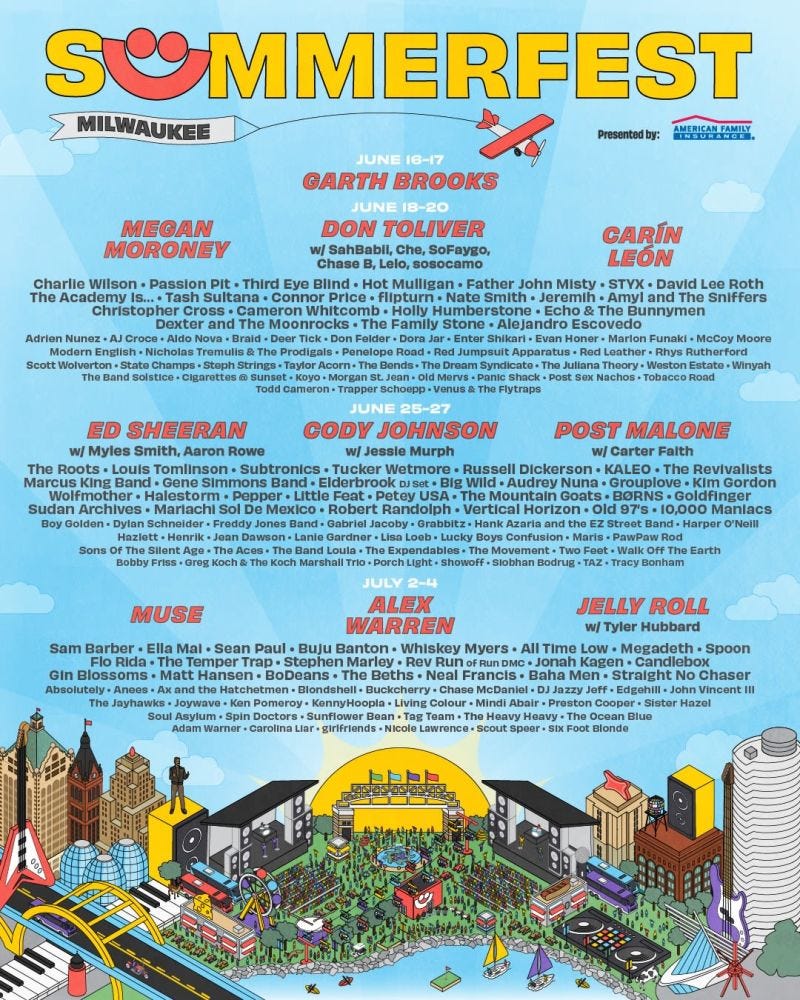 Summerfest (Weekend Two): Ed Sheeran, Post Malone, Louis