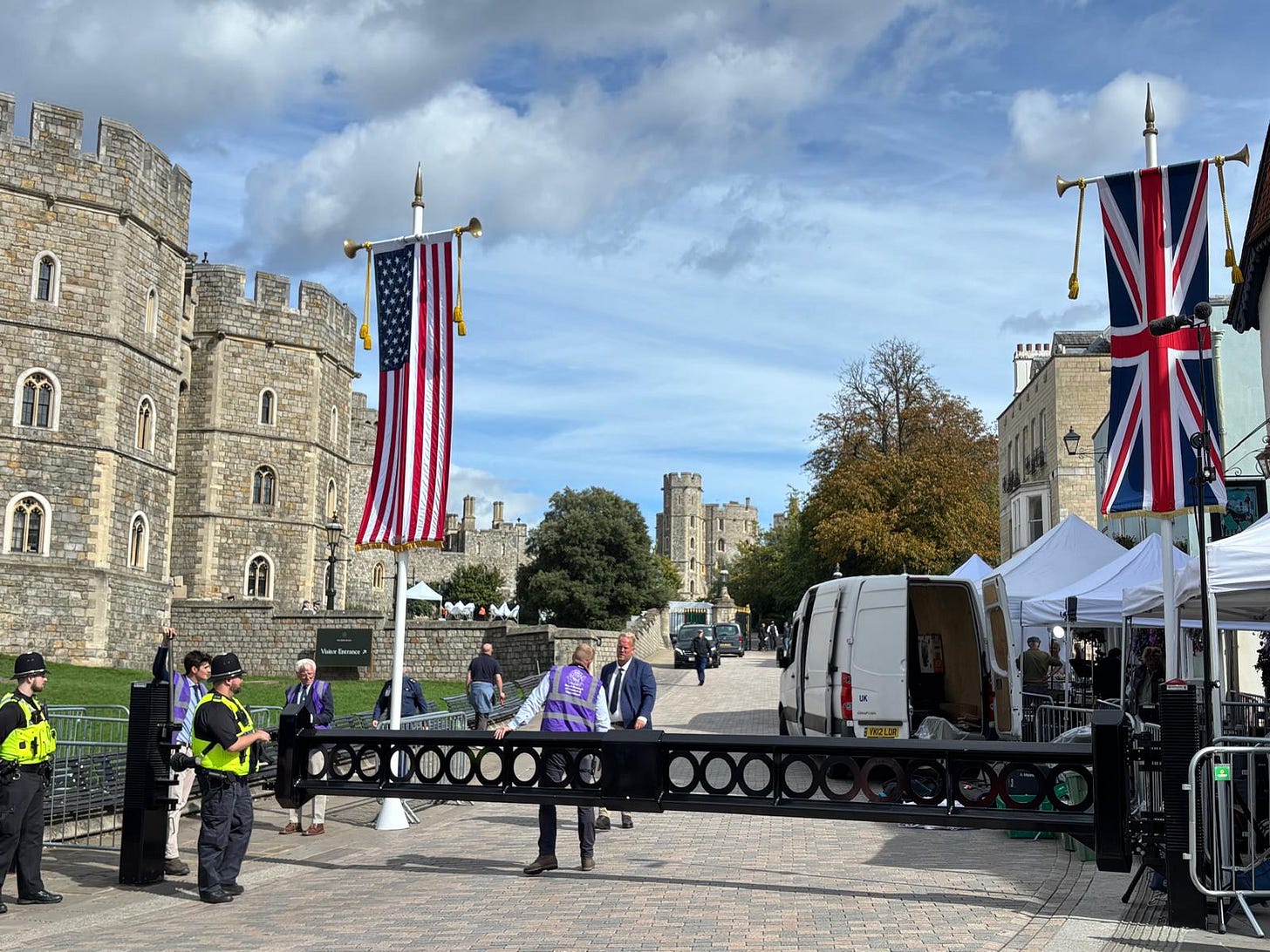 Police, security and press set up outside Windsor Castle