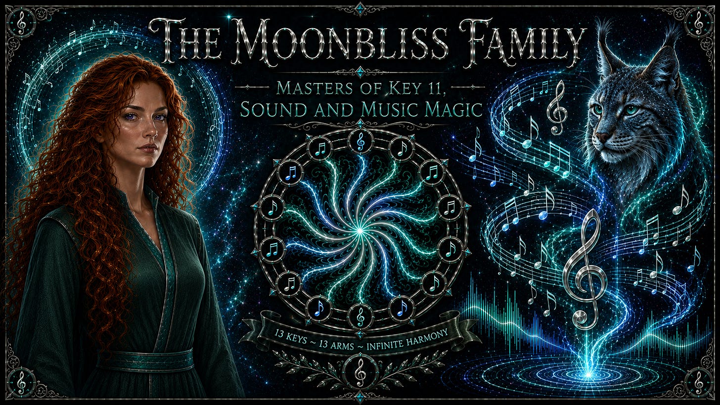 The Moonbliss Family - Masters of key 11 - Sound Magic header